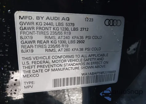 2024 Audi Q5 Premium 40 Tfsi Quattro S Tronic из США, поврежденный, VIN WA1ABAFY4R2055869